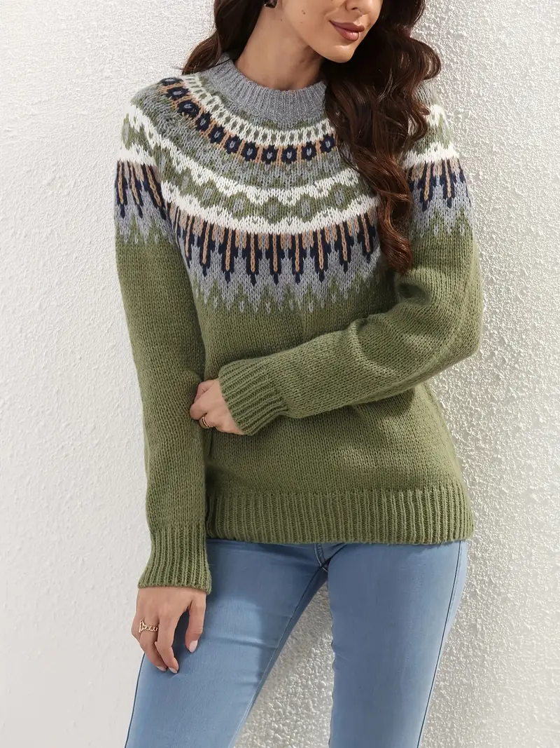 Women's fashionable patterned sweater - Image 8
