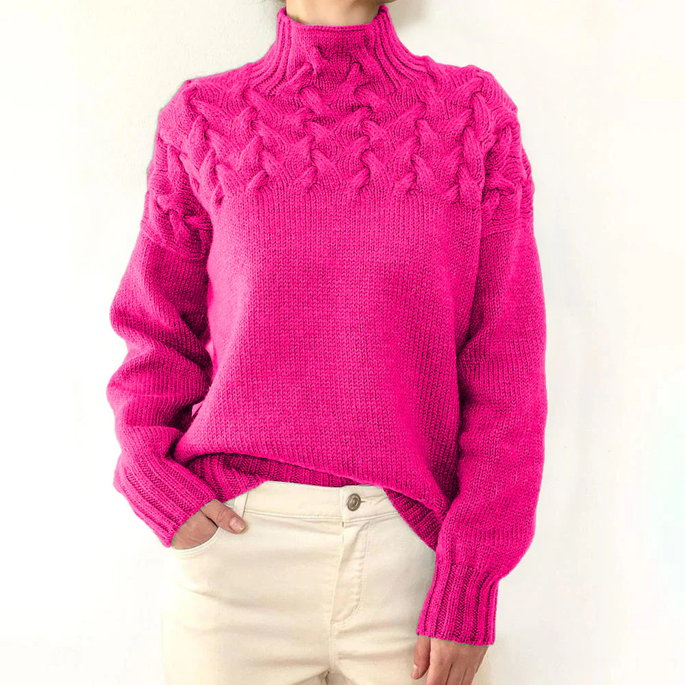 Women's High Collar Long Sleeve Sweater - Image 12