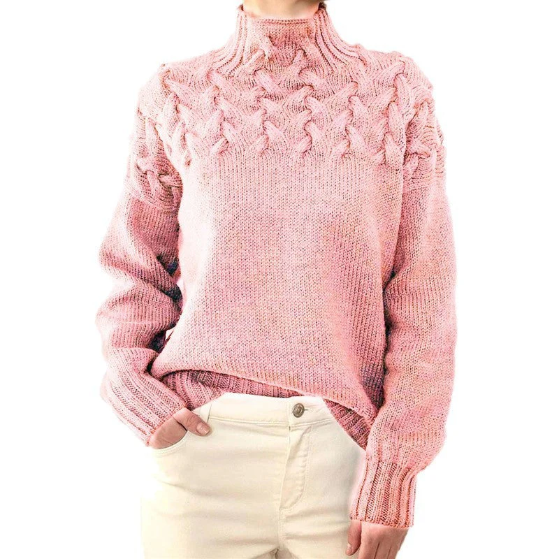 Women's High Collar Long Sleeve Sweater - Image 20