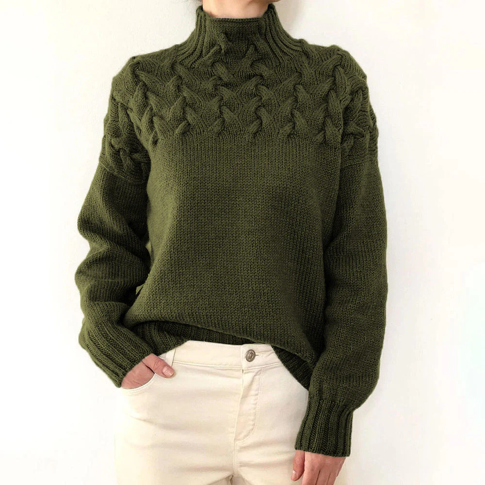 Women's High Collar Long Sleeve Sweater - Image 22