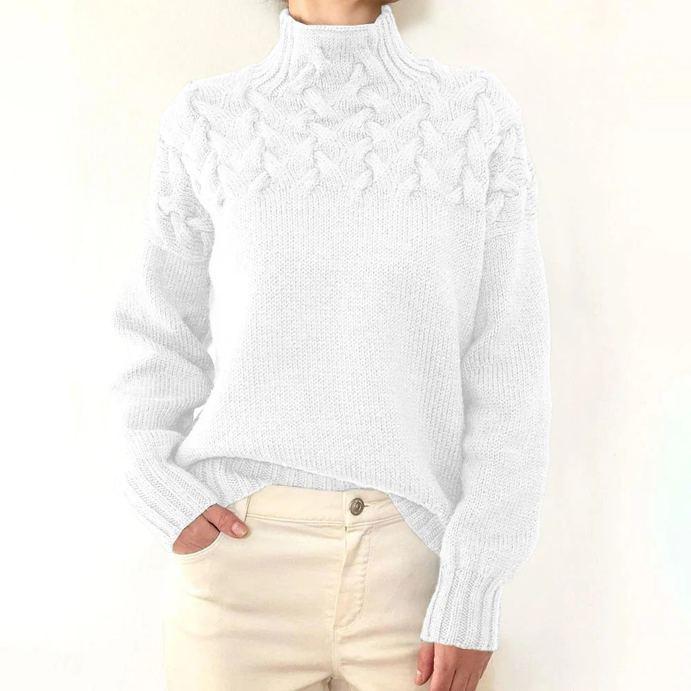 Women's High Collar Long Sleeve Sweater - Image 3