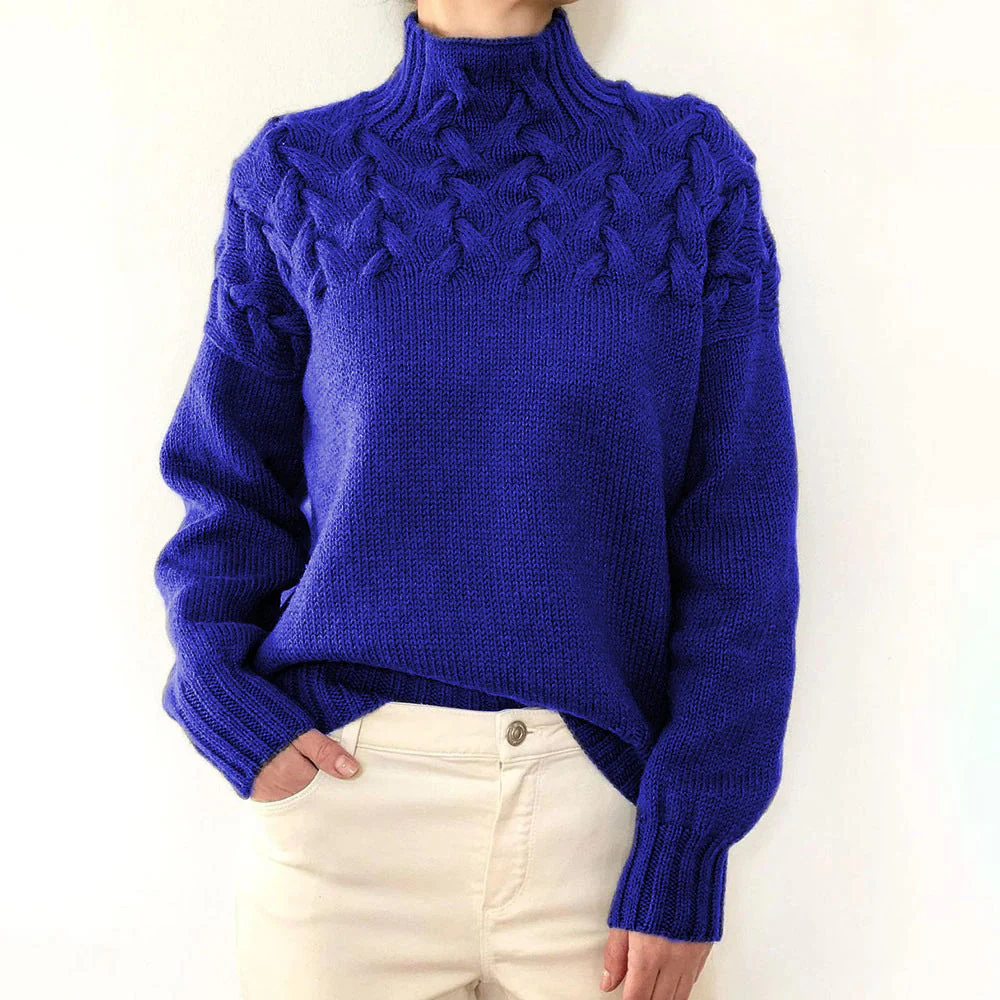 Women's High Collar Long Sleeve Sweater - Image 8