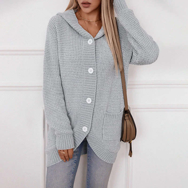 Women's Hooded Knitwear Loose Mid-Length Cardigan - Cozy and Stylish - Image 5