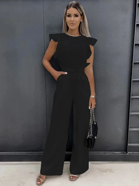 Women's Jumpsuit with Ruffled Sleeves - Image 2