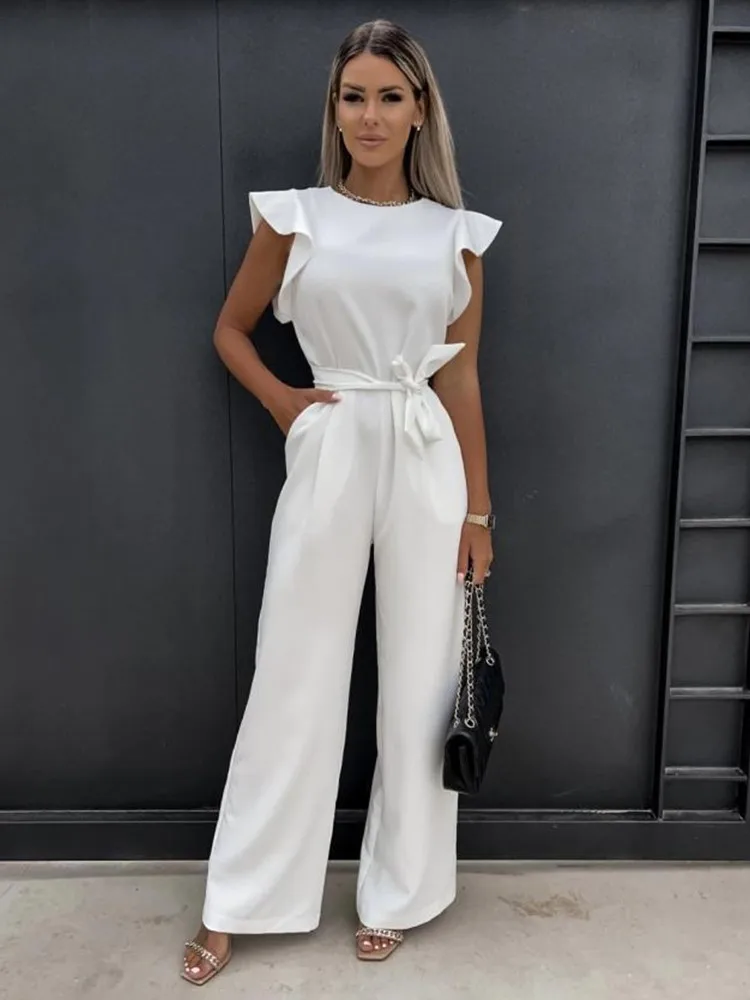 Women's Jumpsuit with Ruffled Sleeves - Image 3