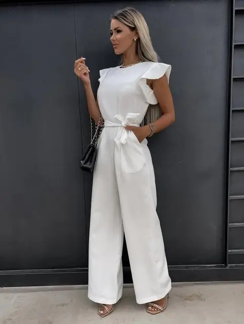 Women's Jumpsuit with Ruffled Sleeves - Image 4