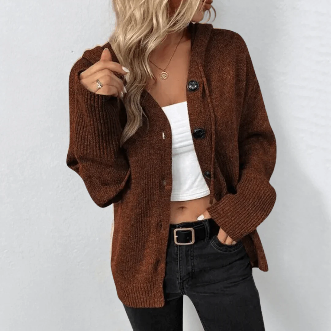Women's Knitted Warm Button Down Cardigan - Image 9