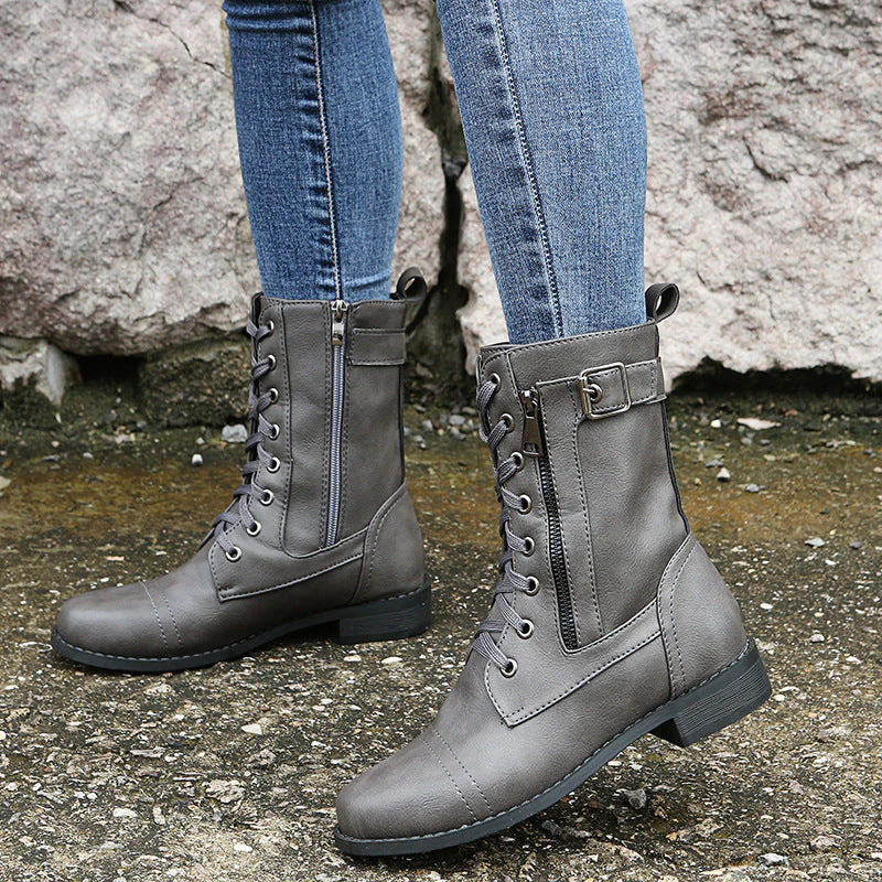 Women's Leather Orthopedic Shoes with Side Zip and Round Toe - Image 29