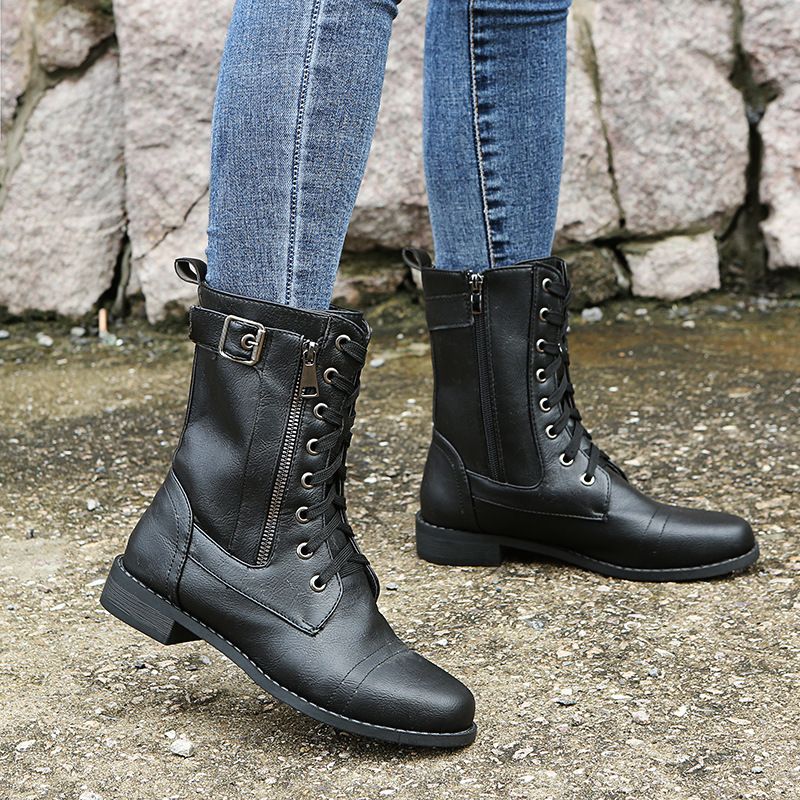 Women's Leather Orthopedic Shoes with Side Zip and Round Toe - Image 8