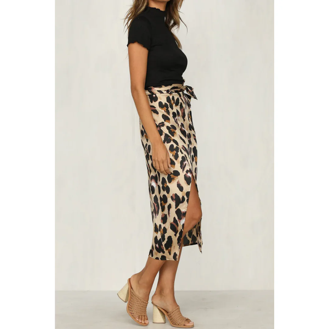 Women's Leopard Summer Print Slit Skirt - Image 4