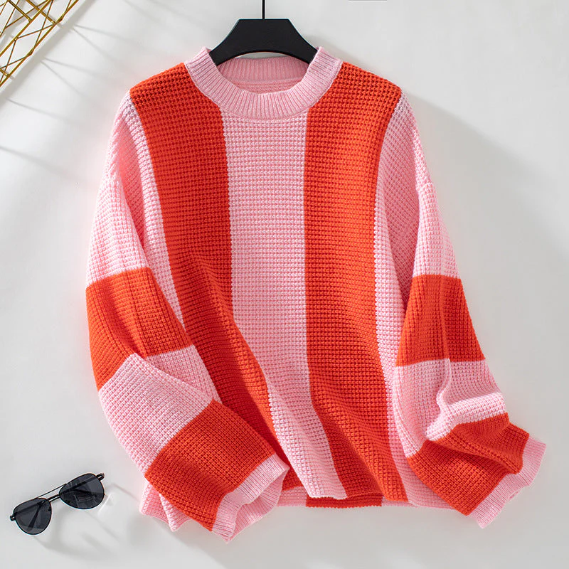Women's Loose Round Neck Knitted Sweater - Image 15