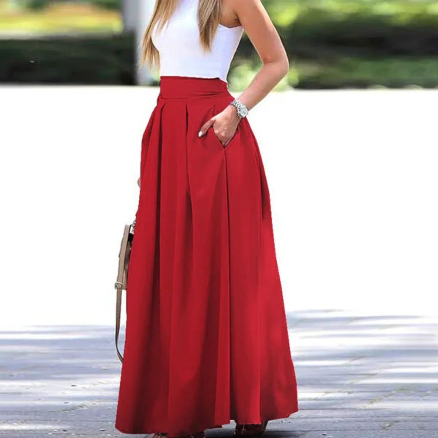 Women's Maxi Skirt with Pleats - Image 8