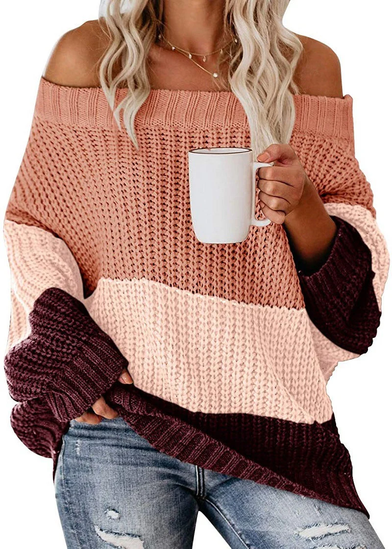 Women's Off Shoulder Casual Long Sleeve Sweater - Image 6