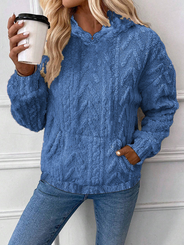 Women's Pullover Hooded Loose Plush Sweatshirt - Image 3