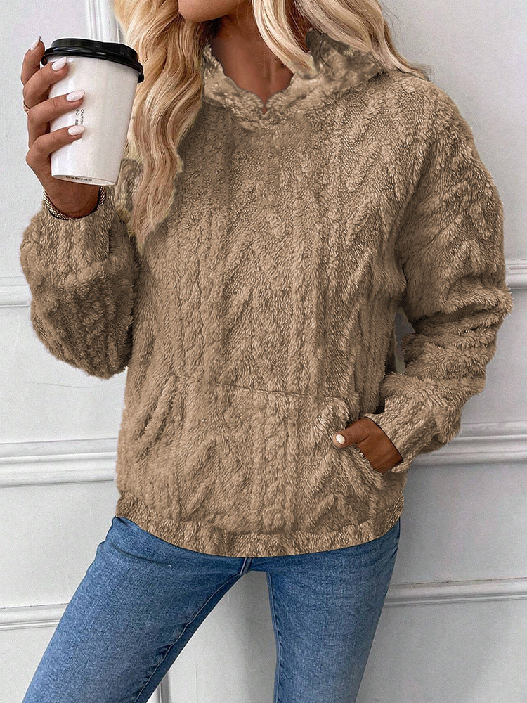 Women's Pullover Hooded Loose Plush Sweatshirt - Image 4