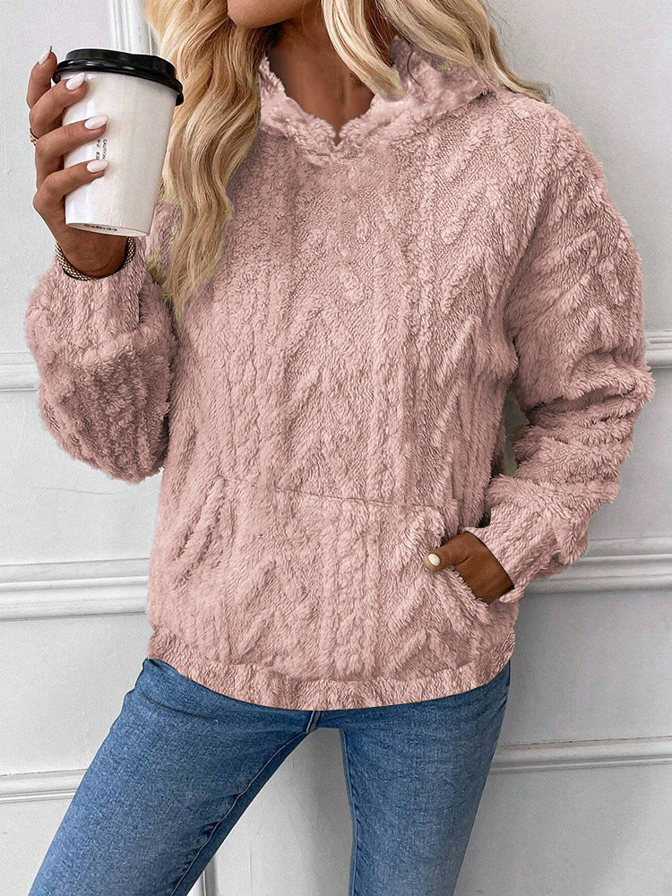Women's Pullover Hooded Loose Plush Sweatshirt - Image 9
