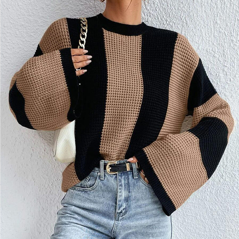 Women's Round Neck Long Sleeve Knitted Sweater - Image 15
