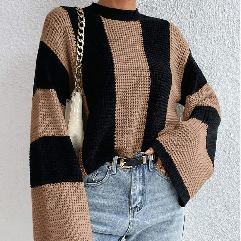 Women's Round Neck Long Sleeve Knitted Sweater - Image 7