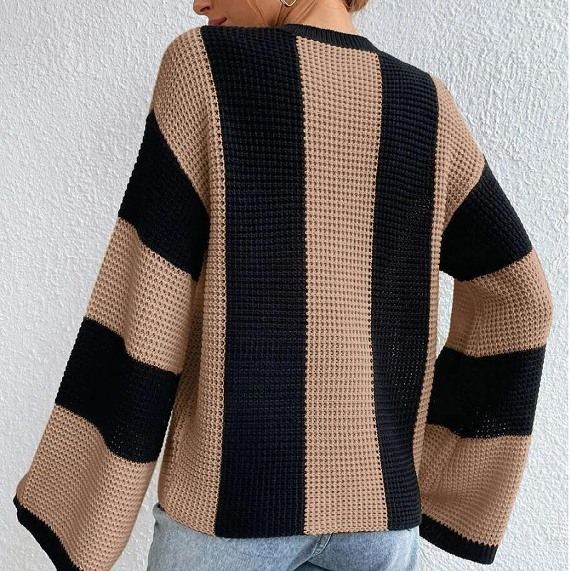 Women's Round Neck Long Sleeve Knitted Sweater - Image 9
