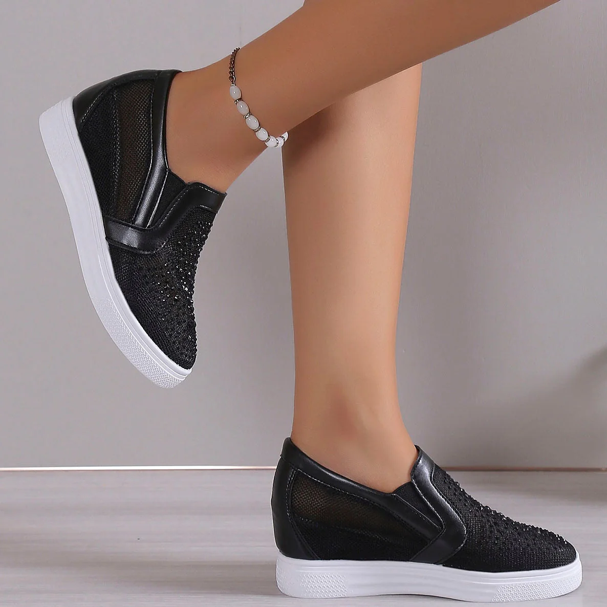 Women's Sneakers With White Crystals - Image 10