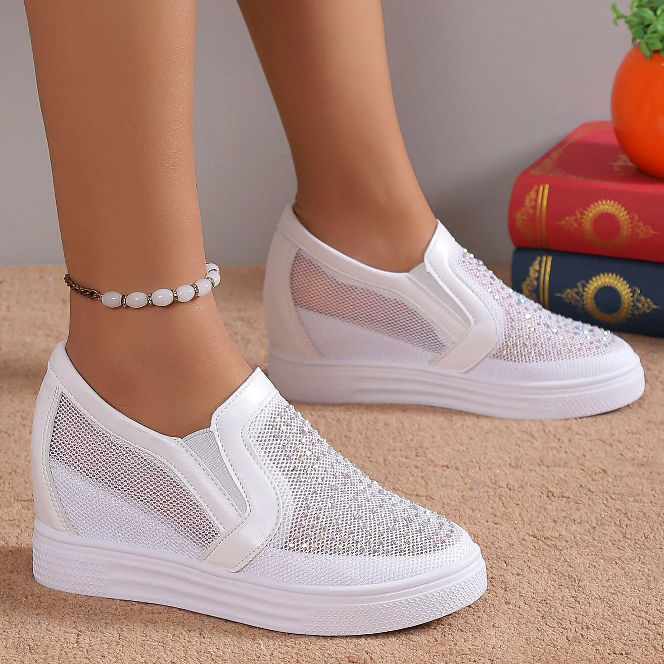 Women's Sneakers With White Crystals - Image 13