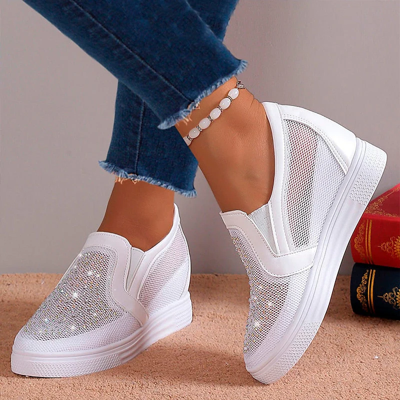 Women's Sneakers With White Crystals - Image 16
