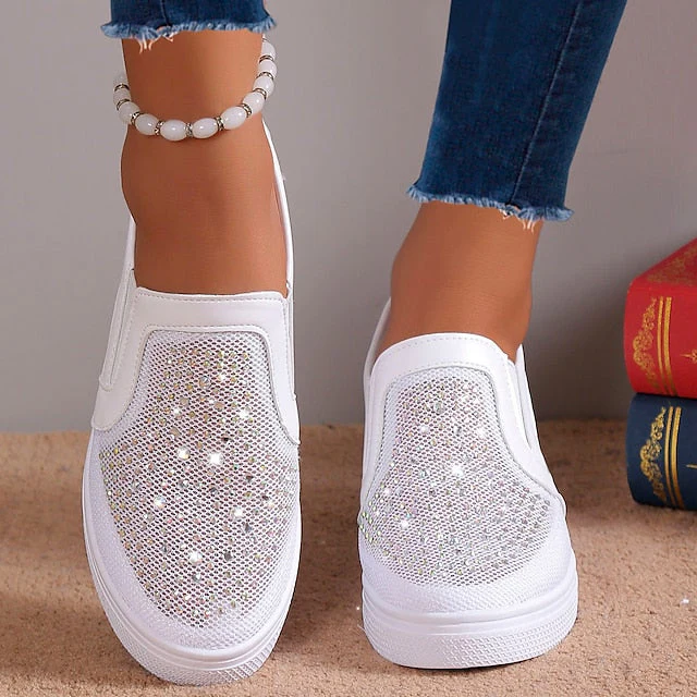 Women's Sneakers With White Crystals - Image 4