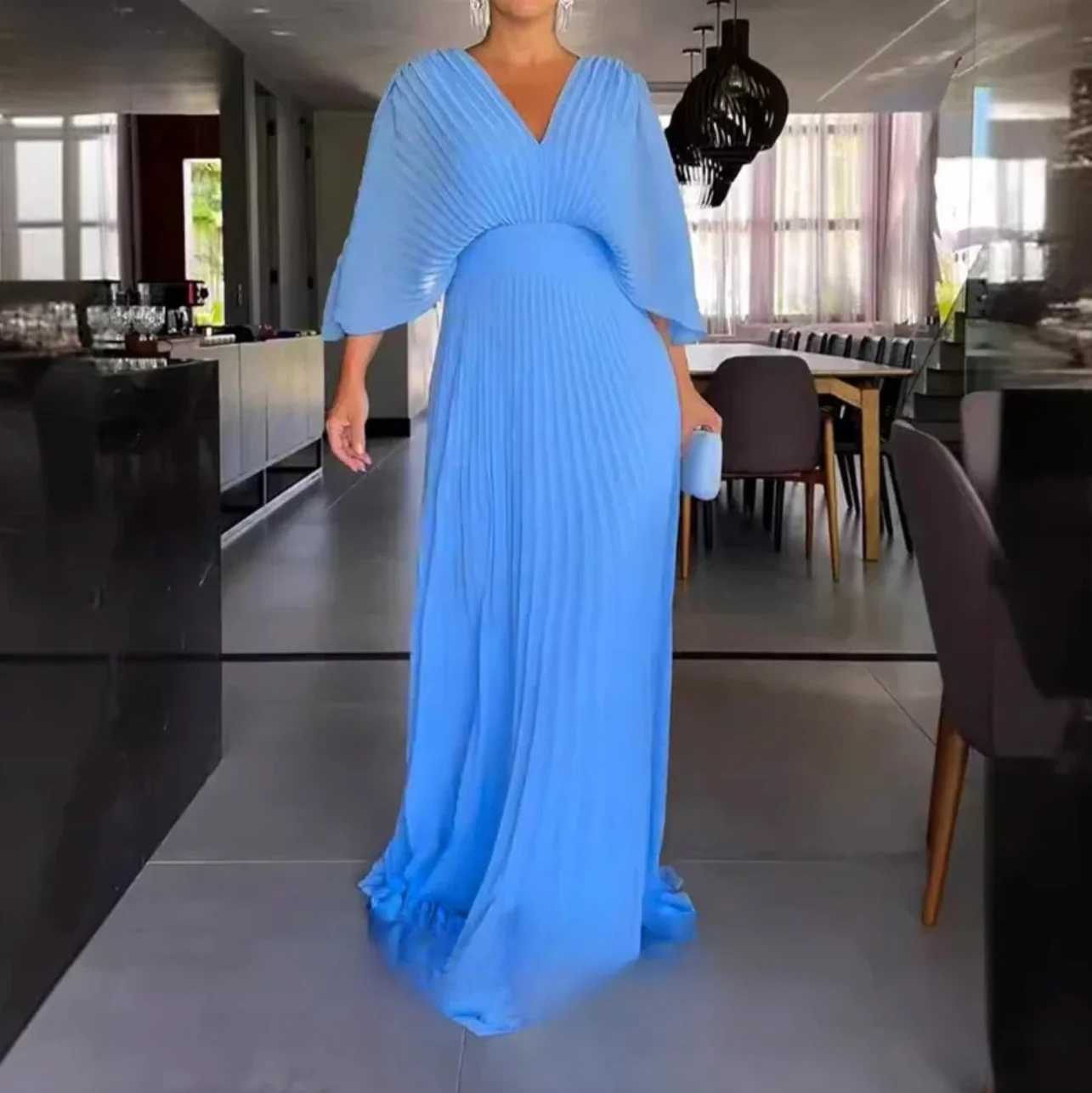 Women's Soft Pleated Evening Dress - Image 2