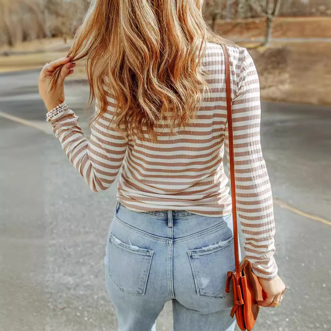 Women's Striped Knit Pullover Sweater - Image 3
