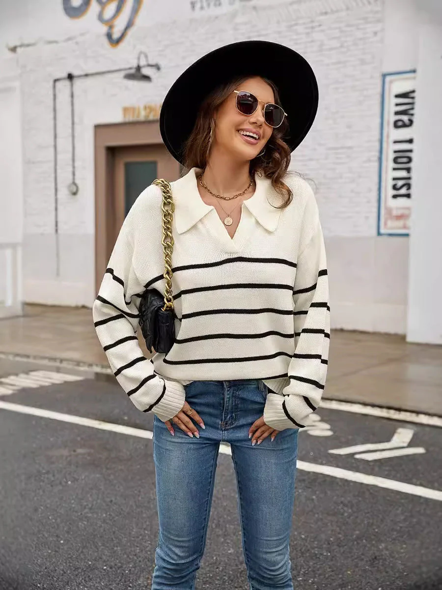 Women's Striped Pullover Sweater - Image 11