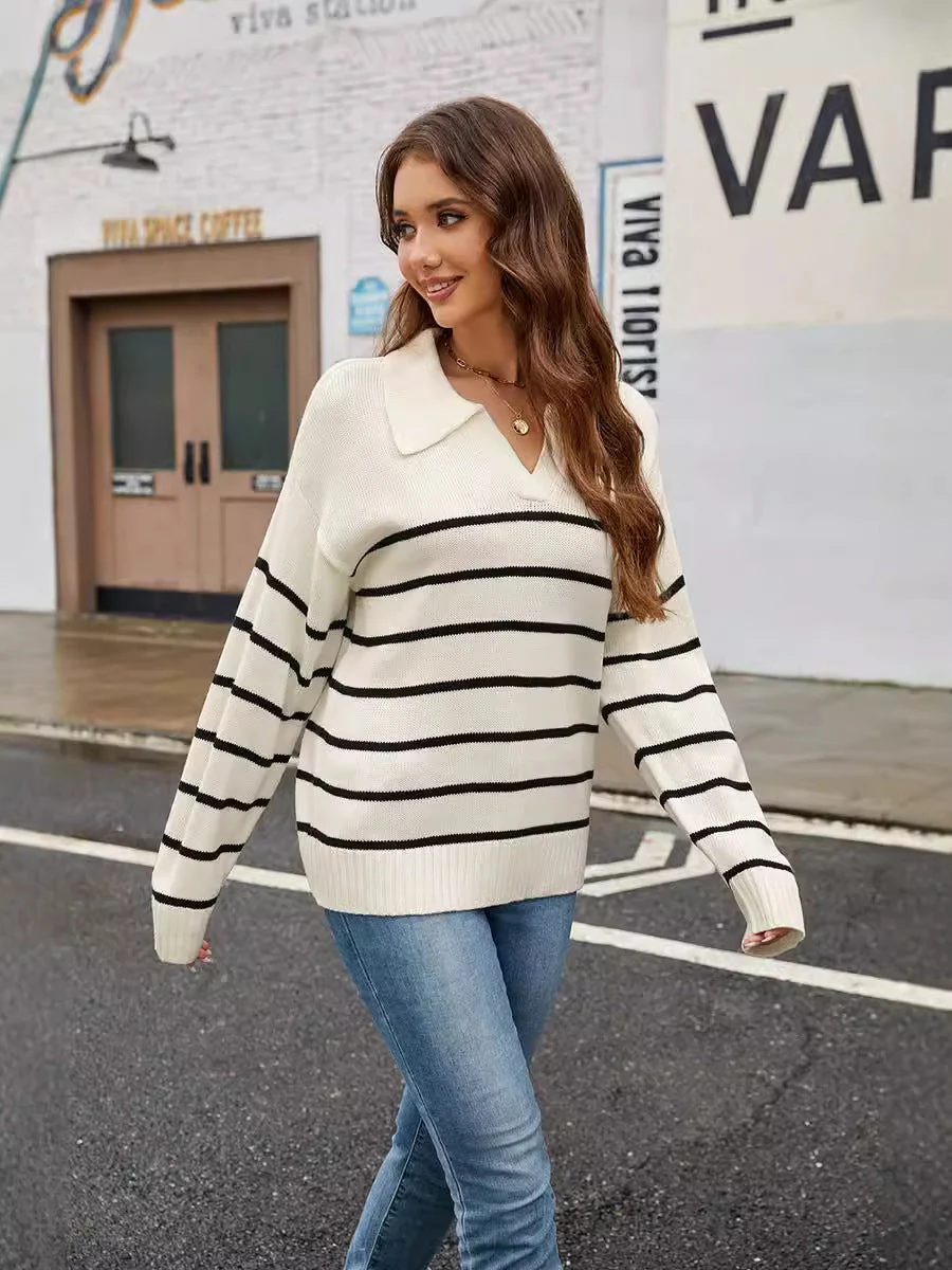 Women's Striped Pullover Sweater - Image 14