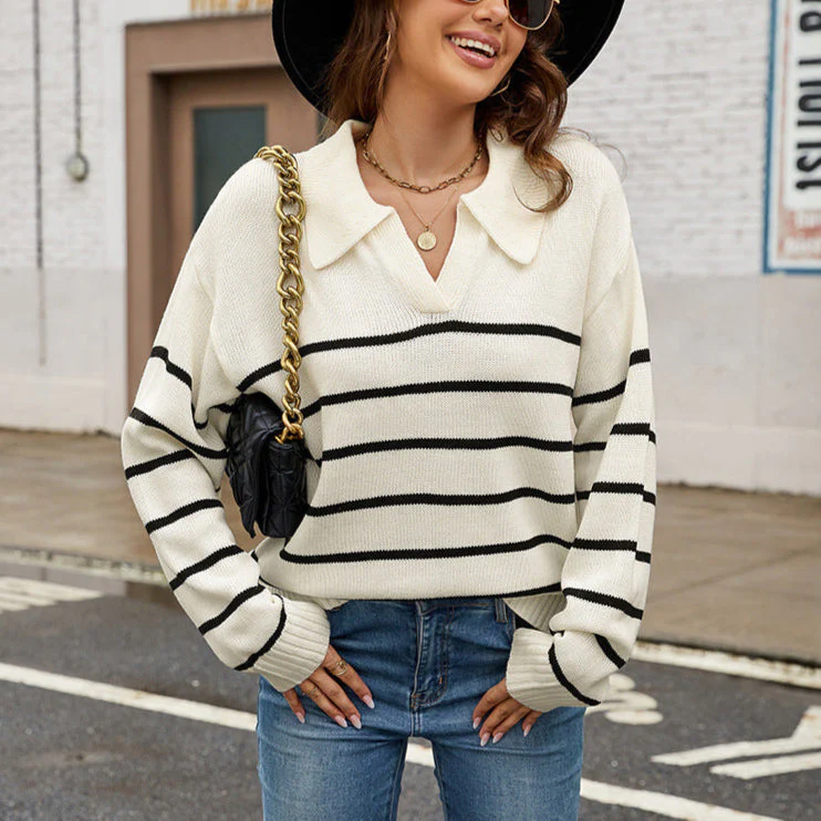 Women's Striped Pullover Sweater - Image 7