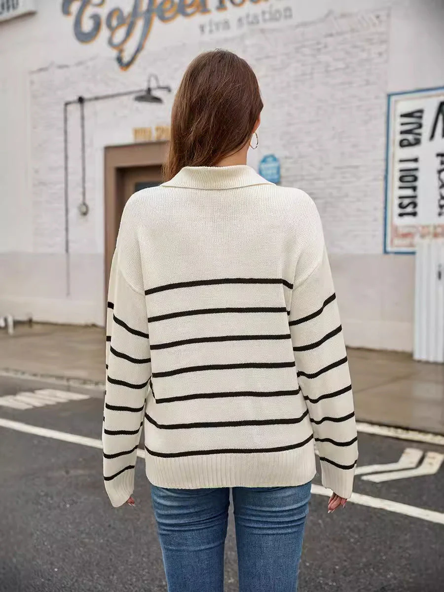 Women's Striped Pullover Sweater - Image 9