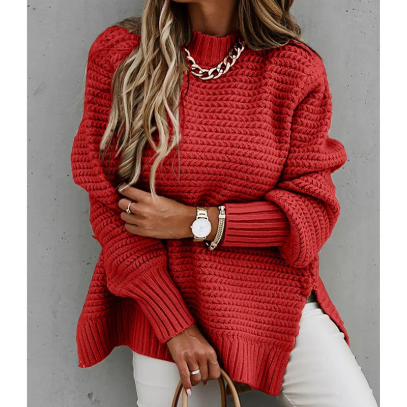 Women's Turtleneck Side-Slit Sweater - Image 2