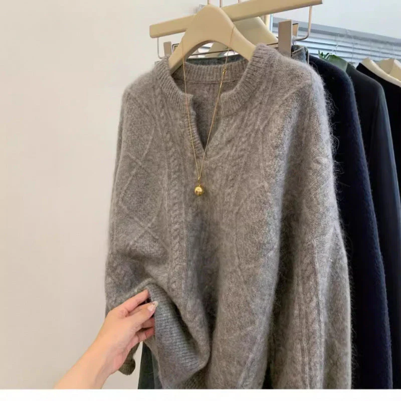 Women's V-Neck Fleece Sweater - Image 2