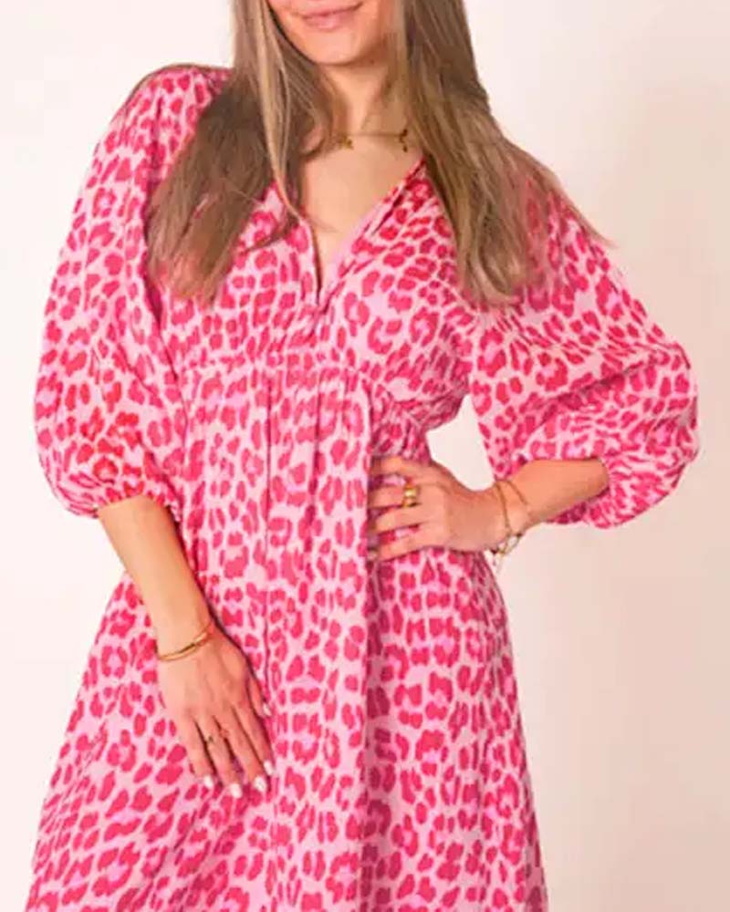 Women's V-Neck Print Dress - Image 2