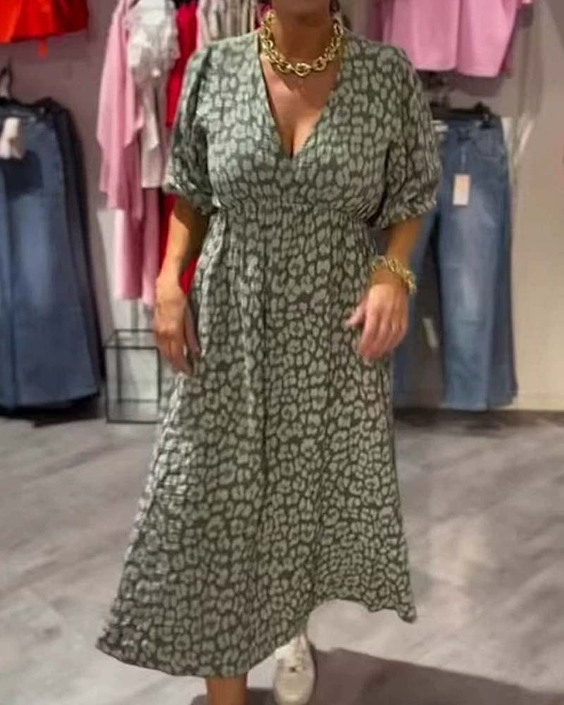 Women's V-Neck Print Dress - Image 6