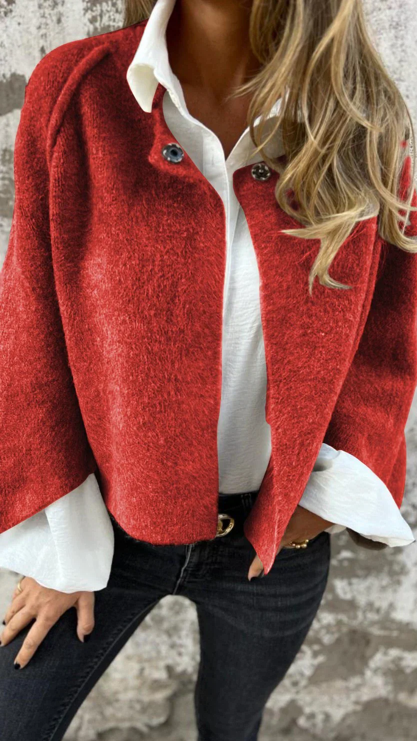 Women's Coat with Round Neck and Long Sleeves - Image 8